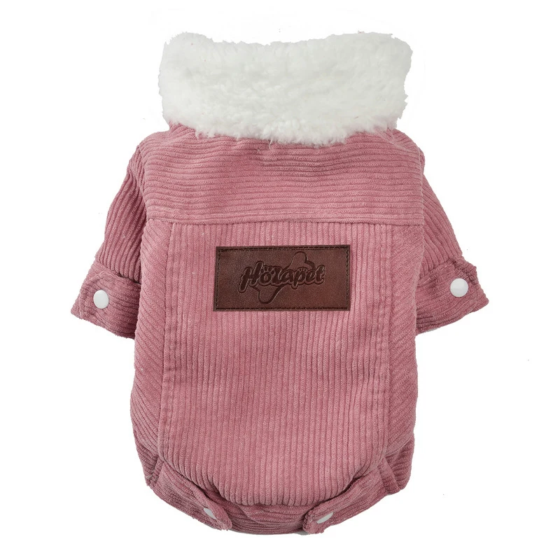 Abrigo suave para mascotas en tonos rosa y gris
