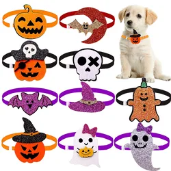 Halloween para perro: collar ajustable con lazo esqueleto y calabaza