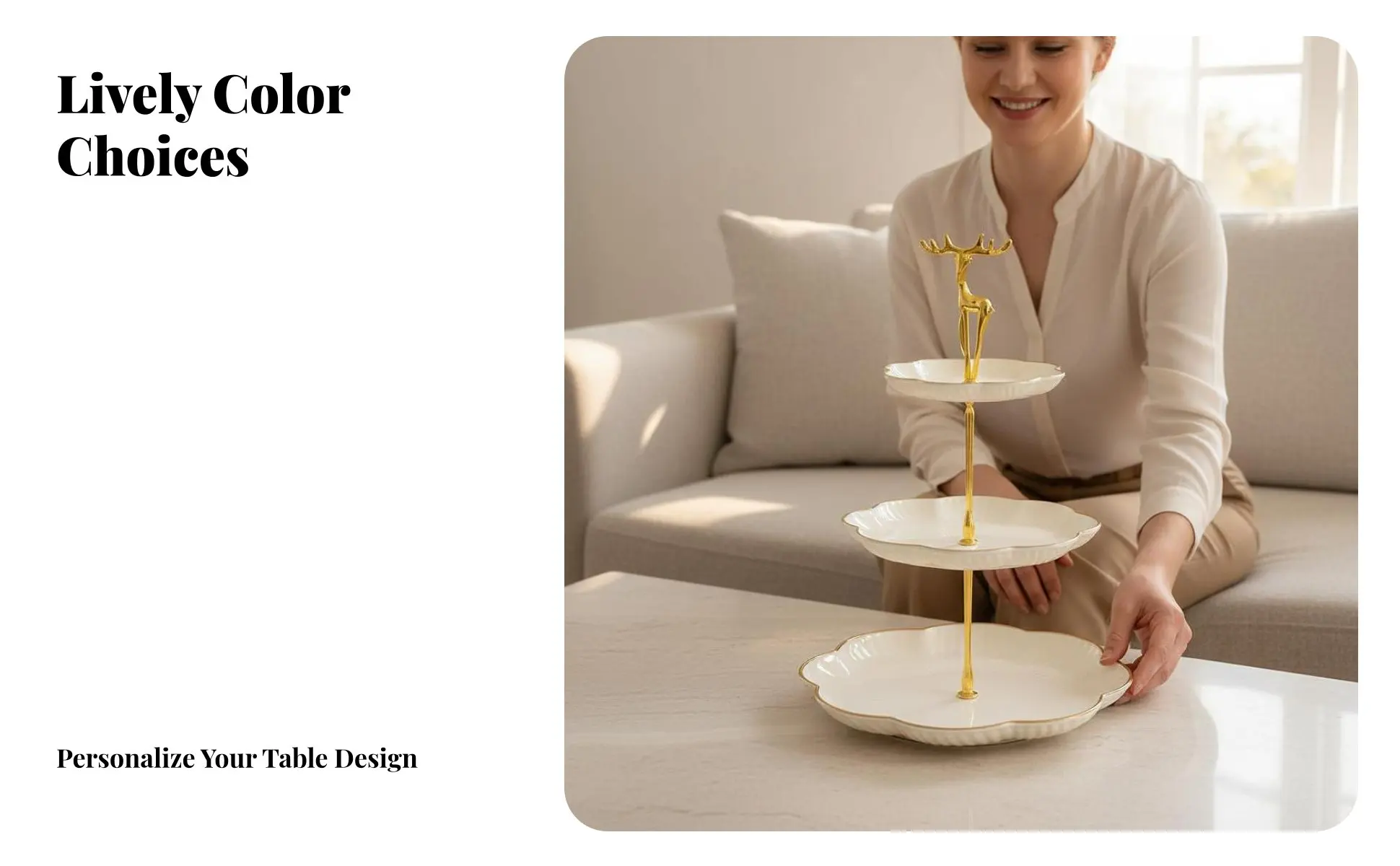 Plato multi-nivel de estilo nórdico con detalles dorados
