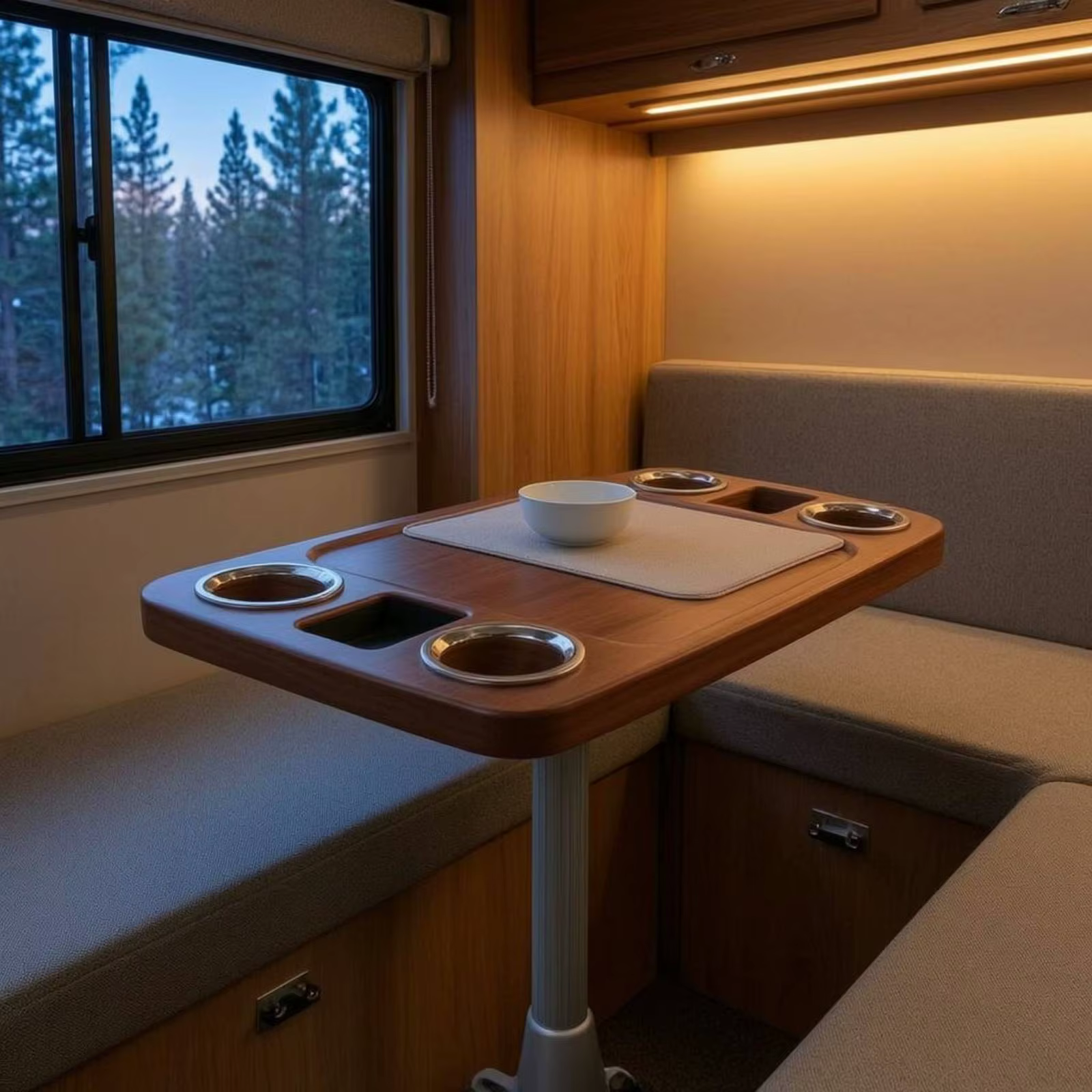 Mesa para mascotas gatos y perros en ABS con acabado teka camper - imagen 5