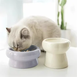 Tazón cerámica elevado inclinado para gatos y cachorros forma flor