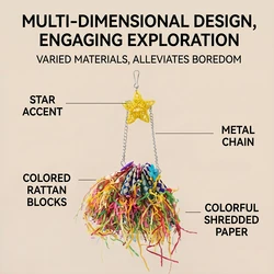 Juguete forrajeo para loros, periquitos y ninfas – Estrella ratán y papel