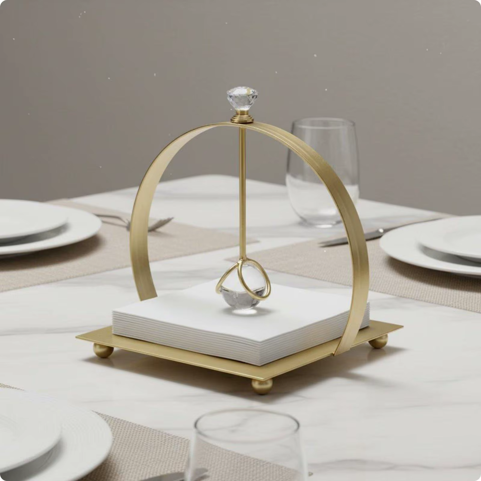 Porta Servilletas Curvo de Metal – Soporte Decorativo para Mesa - imagen 2