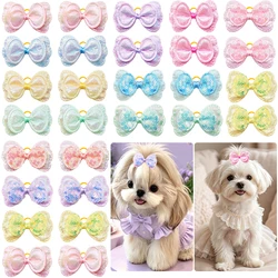 Lazos pastel con lentejuelas para pelo de perros pequeños y gatos