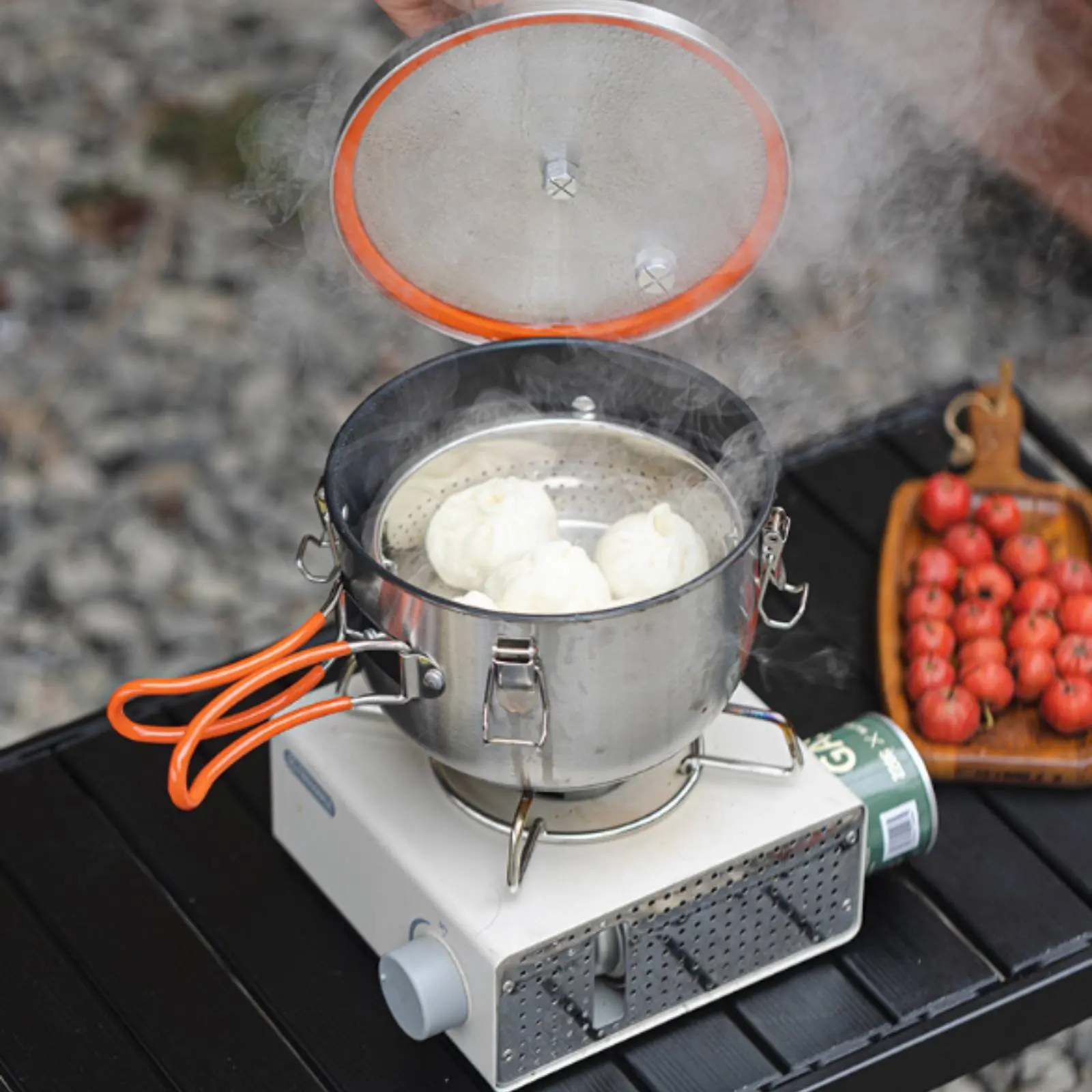 Olla de acero inoxidable para acampar ligera con bolsa de transporte - imagen 4