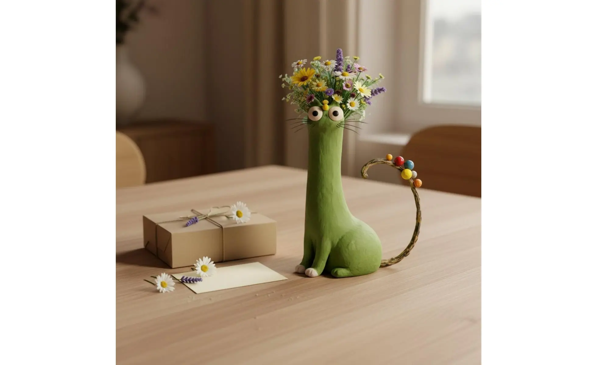 Jarrón gato macetero para decoración