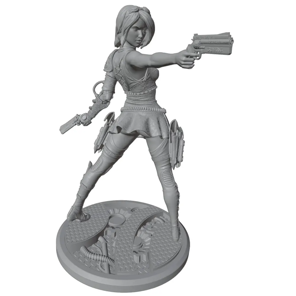 Figura modelo 3D de resina femenina gris DIY sin montar