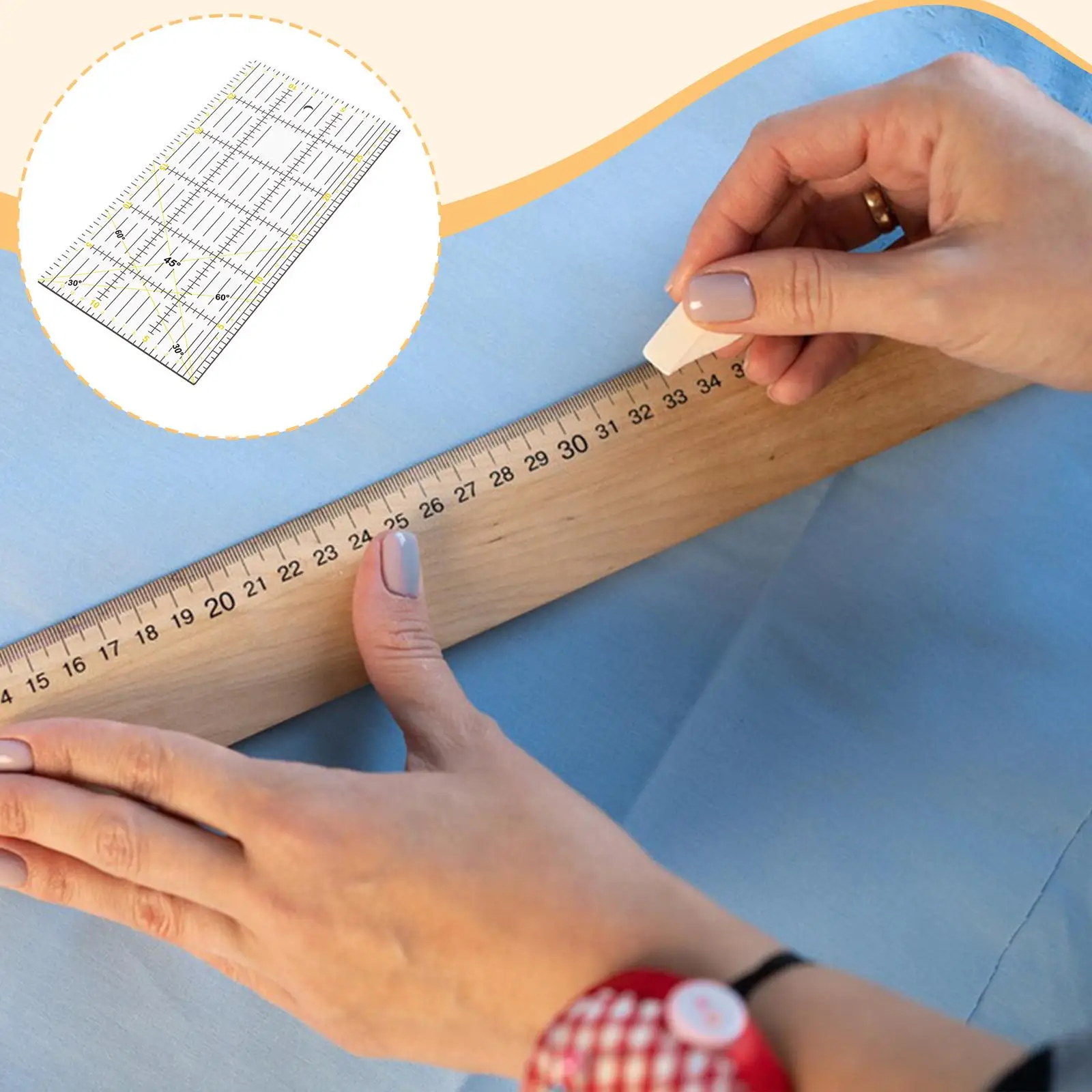 Regla rectangular de acrílico para quilting y costura
