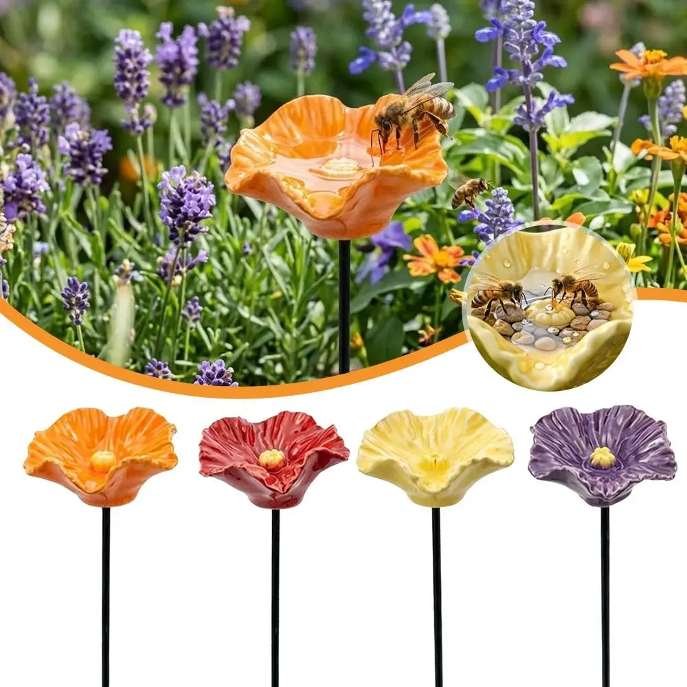 Bebedero portátil para aves y abejas, fuente de agua floral - imagen 3