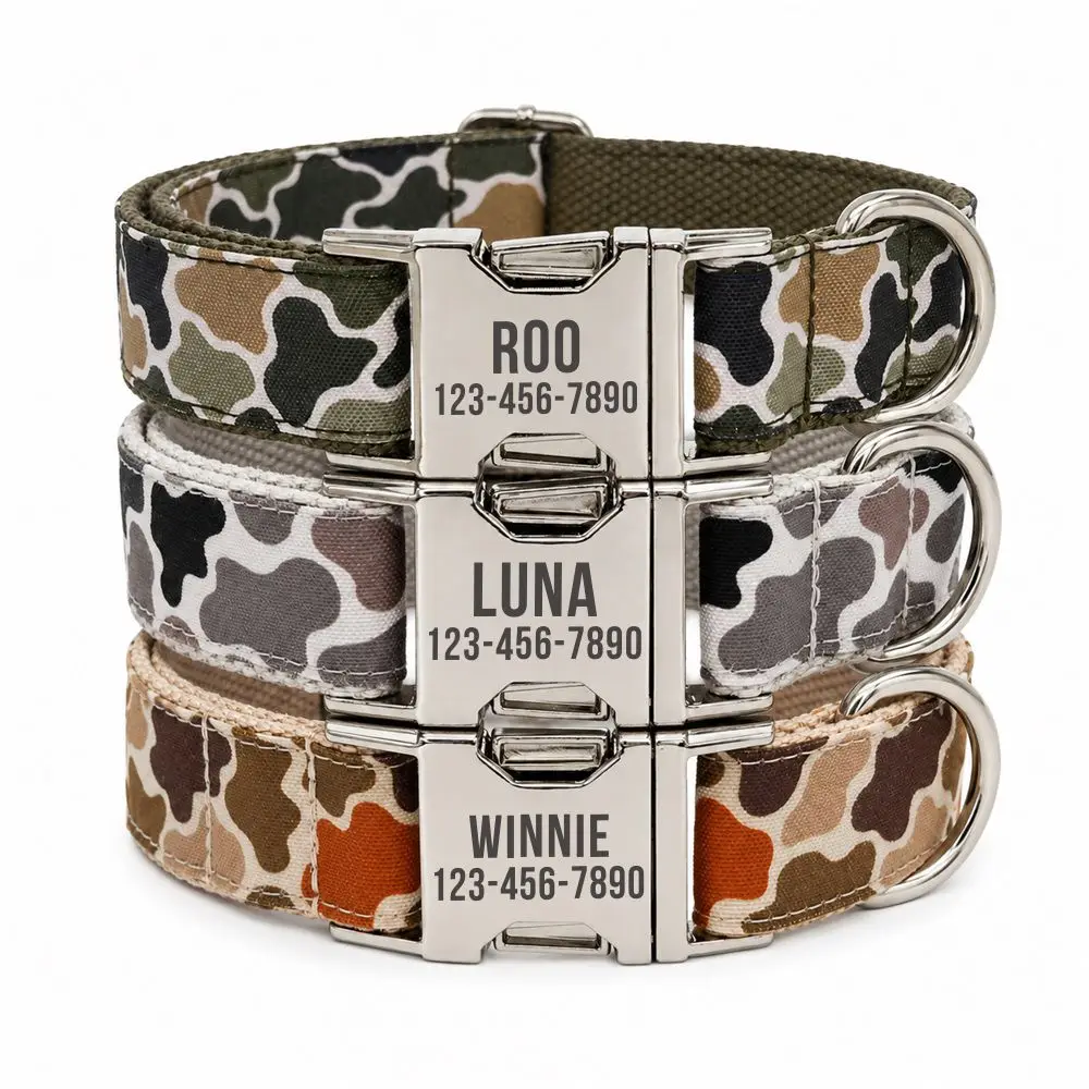 Collar perro camuflaje militar nailon ajustable hebilla metal - imagen 5