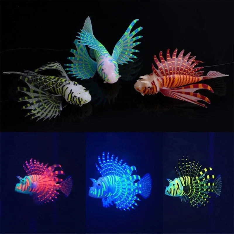 Decoración luminosa pez león para acuario – Silicona brilla en oscuridad - imagen 2