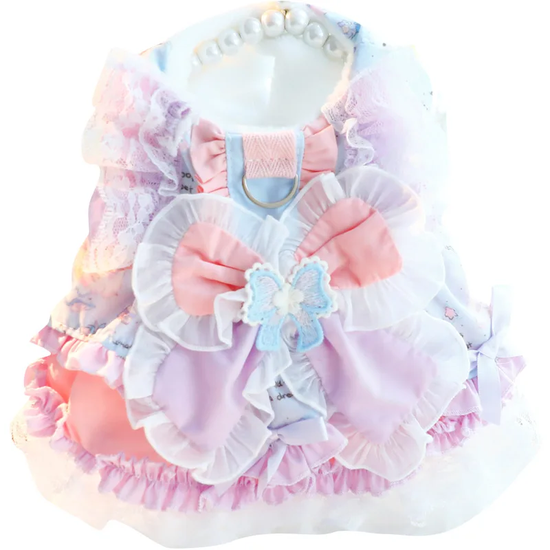 Vestido de invierno para Chihuahua con falda y flores