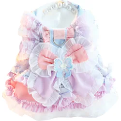 Vestido de invierno para Chihuahua con falda y flores