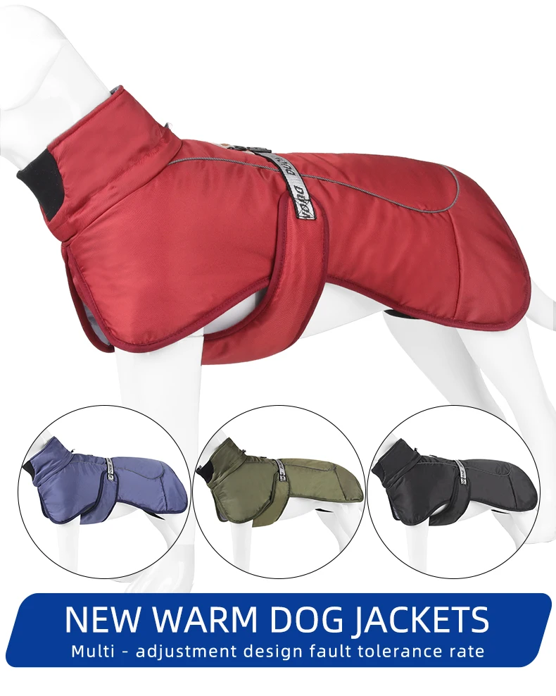 Vista frontal del abrigo de invierno para perros JTPAWS