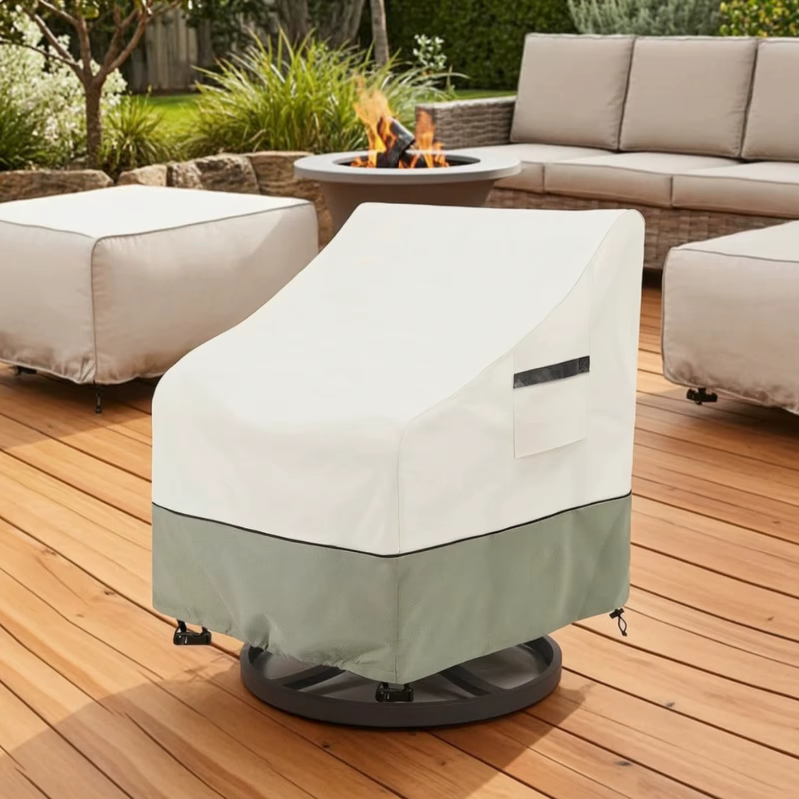 Funda para silla giratoria resistente a la intemperie con bolsillo lateral - imagen 2