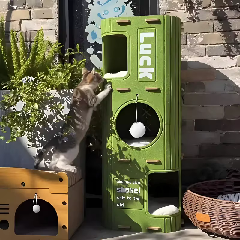 Torre multinivel para gatos con rascador y cueva - imagen 5