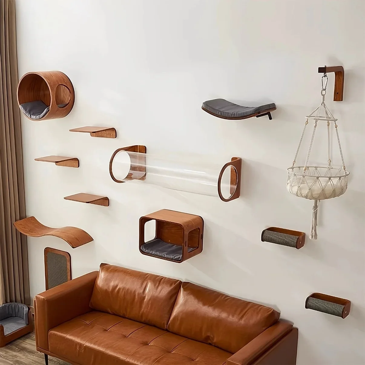 Estante de pared para gatos con cojín suave: escalada y descanso - imagen 5