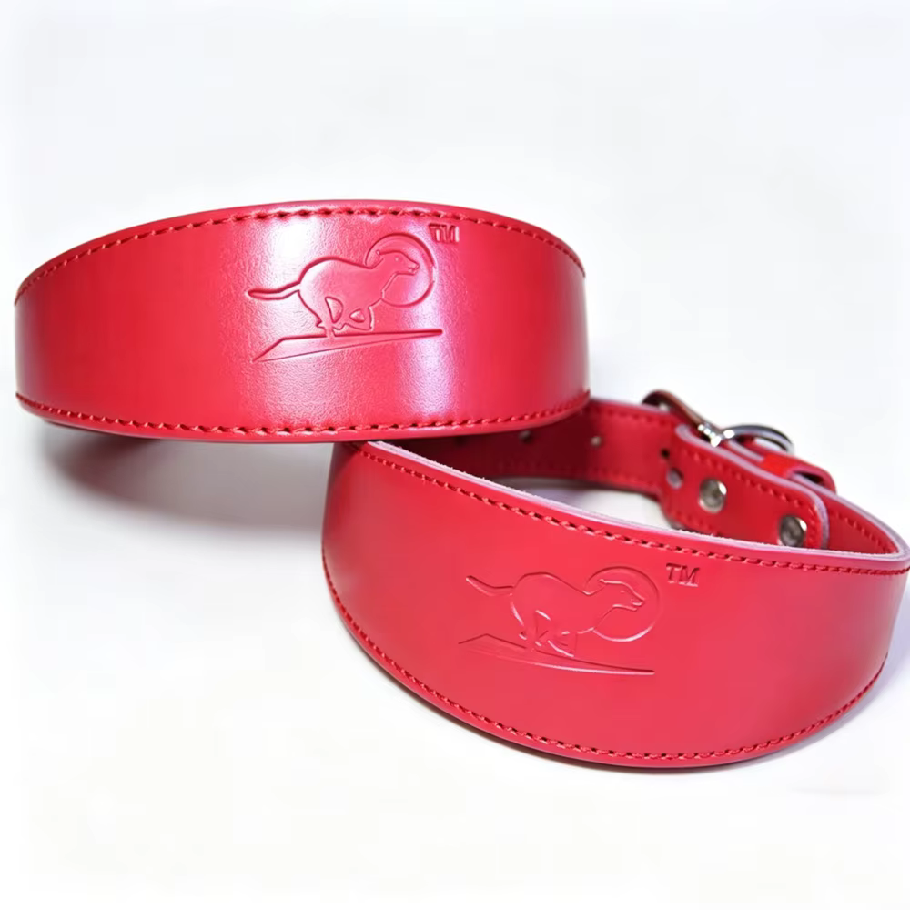 Collar de cuero rojo ajustable para perros medianos y grandes