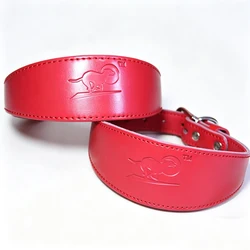 Collar de cuero rojo ajustable para perros medianos y grandes