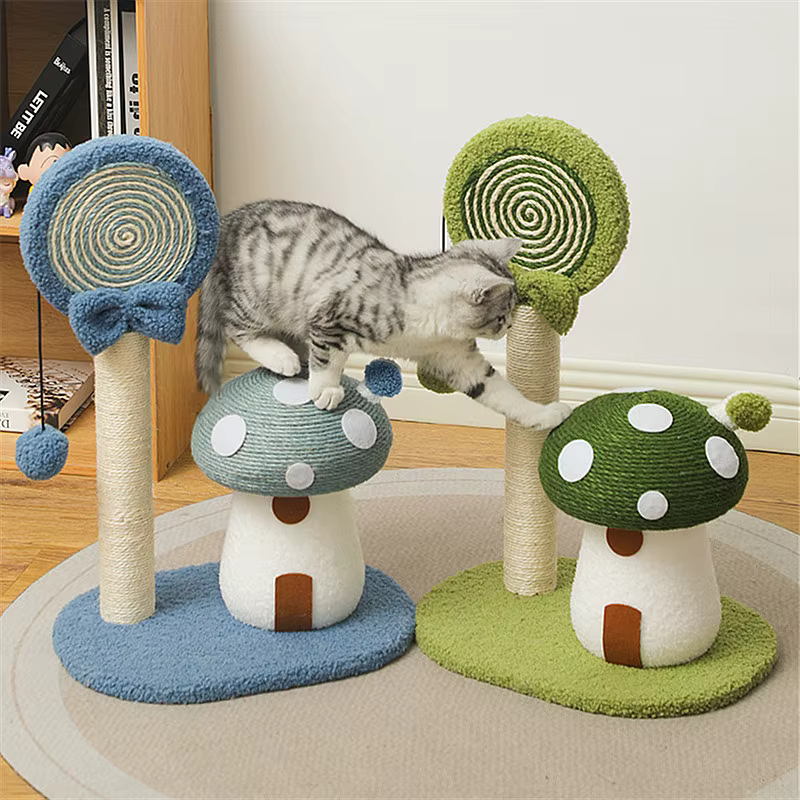 Rascador para gatos de sisal con forma de hongo y protector de sofá - imagen 2