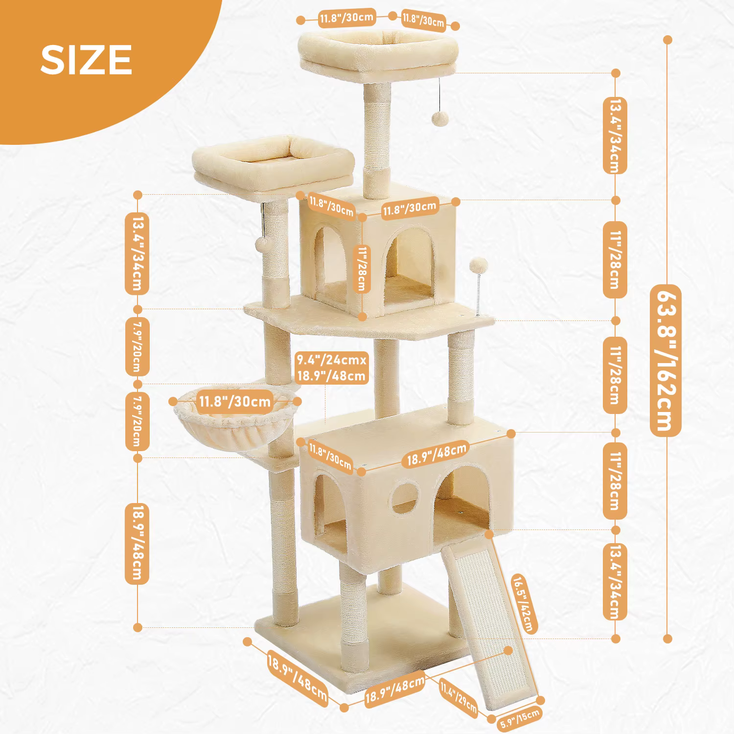 Árbol para gatos con postes para rascar y cama acolchada - imagen 4