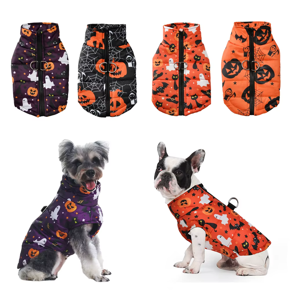 Abrigo Halloween impermeable para perros pequeños y medianos calabaza
