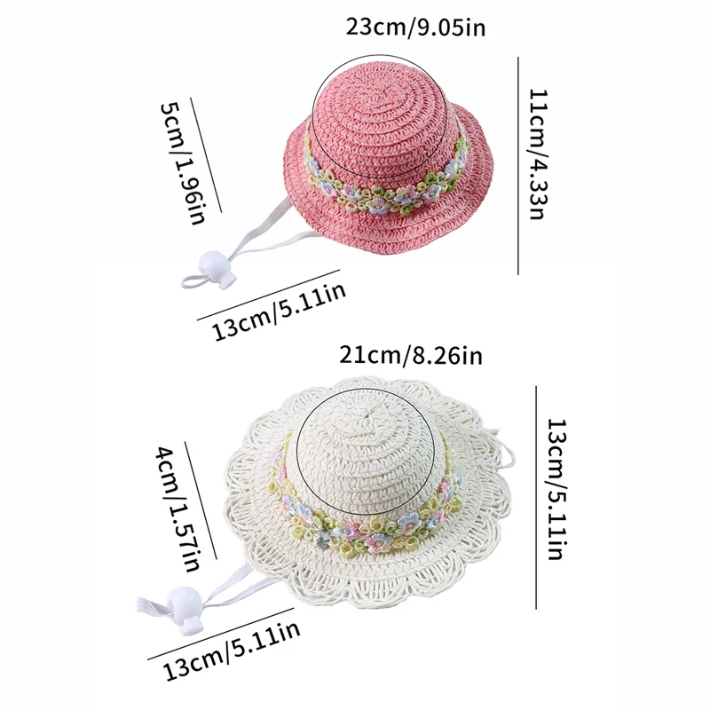 Sombrero de paja ajustable para gatos y perros pequeños – Verano - imagen 5