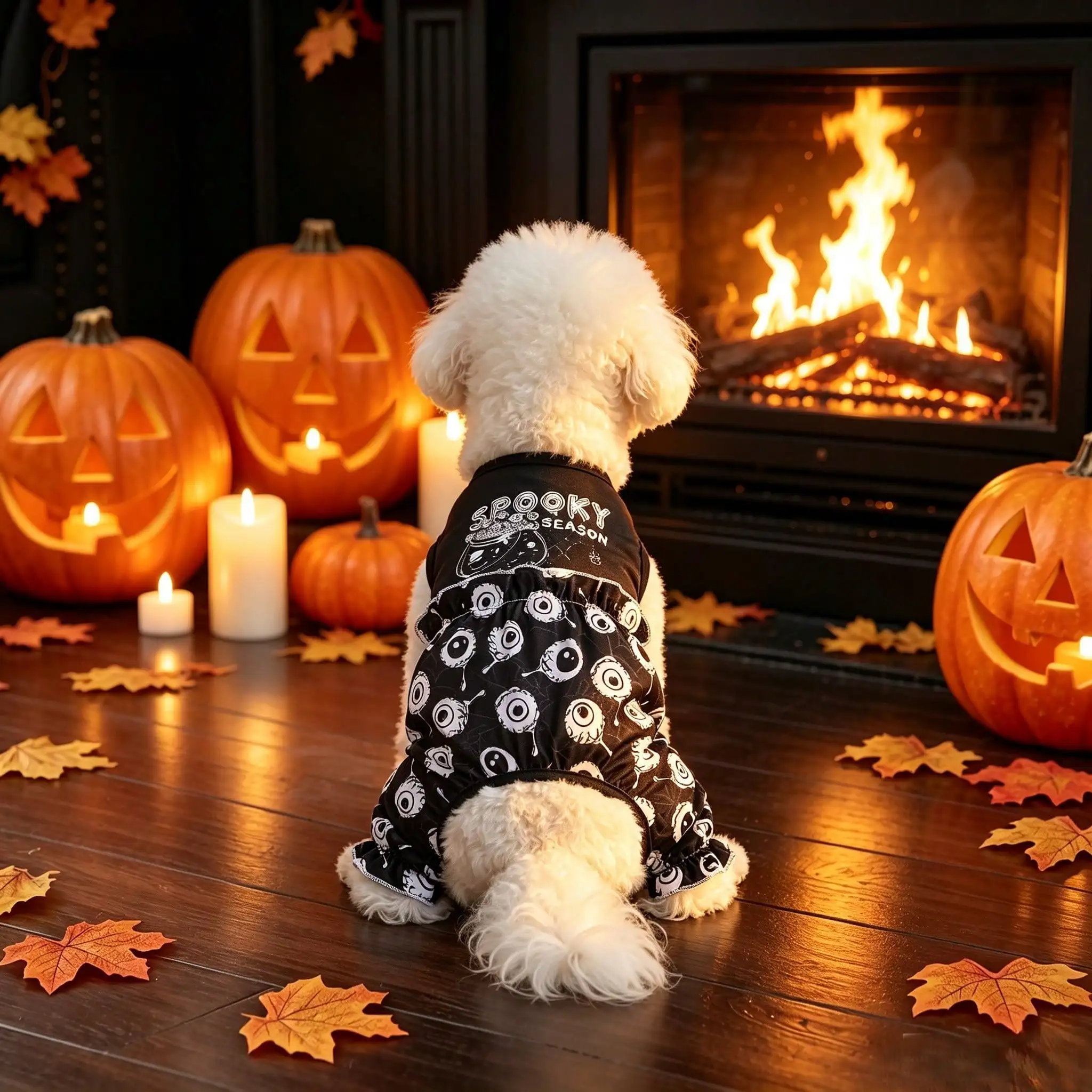Mono sin mangas para perro de Halloween – Estampado ojos oscuros - imagen 3