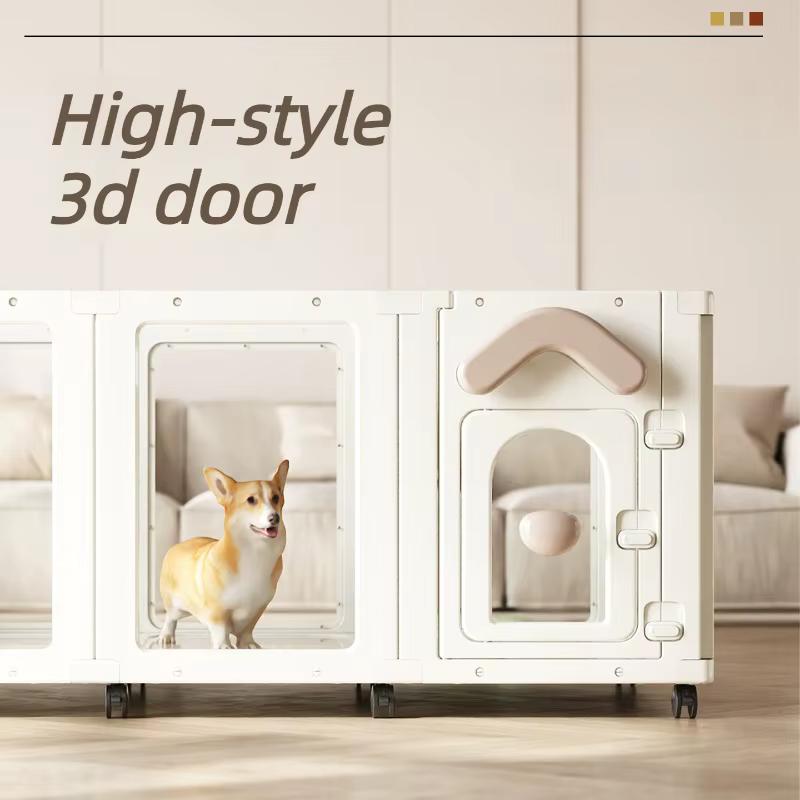 Corral portátil para perros con ruedas – Valla transparente plegable - imagen 2