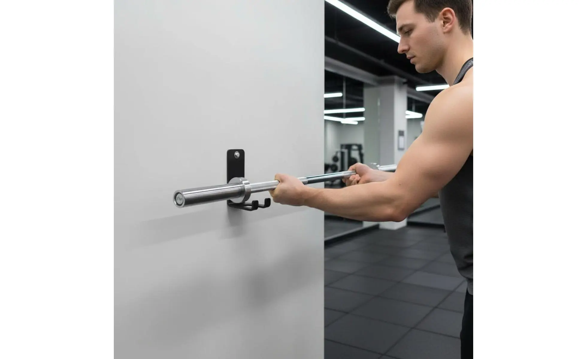 Soporte de pared como organizador de gimnasio ahorrador de espacio