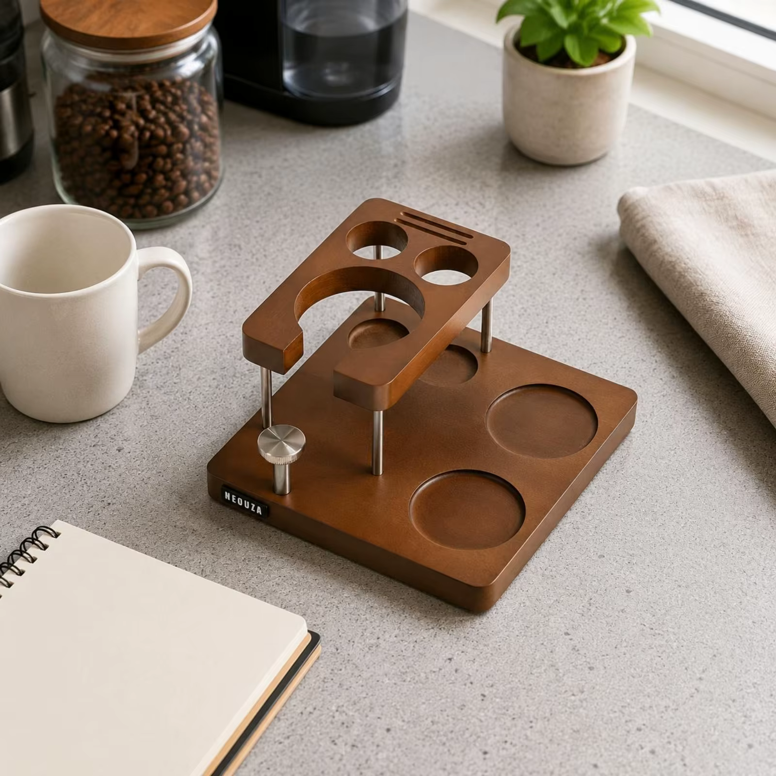 Soporte de madera para prensador de café compacto de espresso - imagen 3