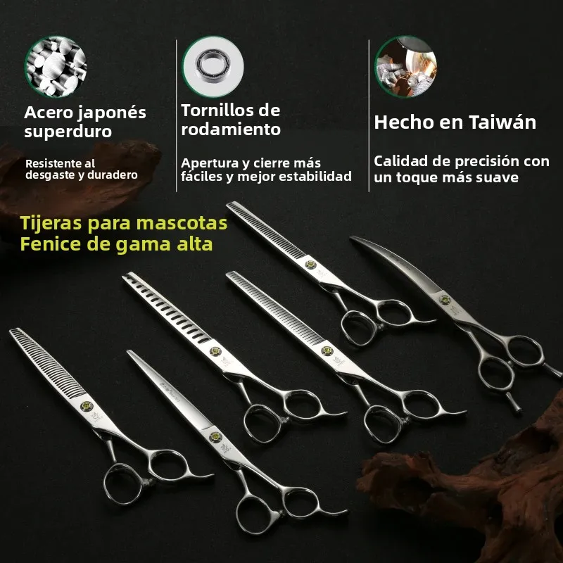 Tijeras de peluquería canina Fenice: rectas, curvas y de entresacar - imagen 5