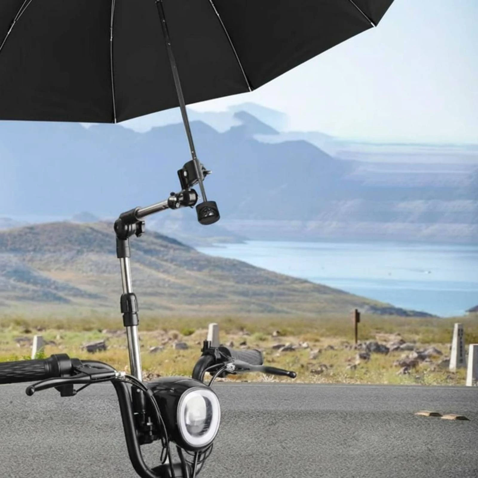 Soporte sombrilla bicicleta eléctrica, lluvia para paseo con perro - imagen 5
