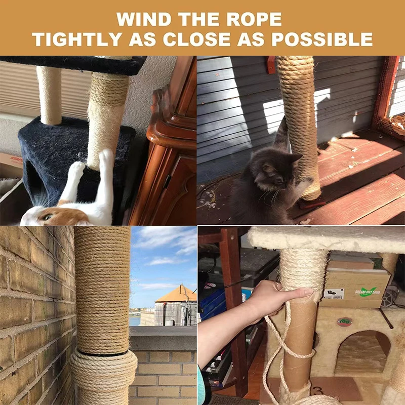 Gato rascando un poste de sisal
