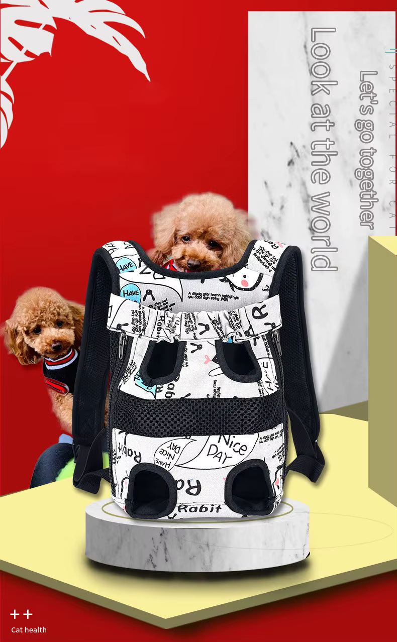 Mochila transportín frontal con perro pequeño en su interior