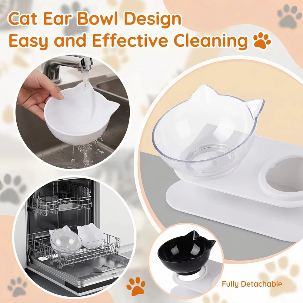 Comederos elevados e inclinados para gatos antivómito ortopédico - imagen 4