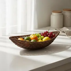 Cesta de mimbre para snacks de perros y gatos, bandeja rústica