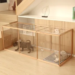 Valla Modular para Perros y Gatos de Interior – Madera y Acrílico Transparente
