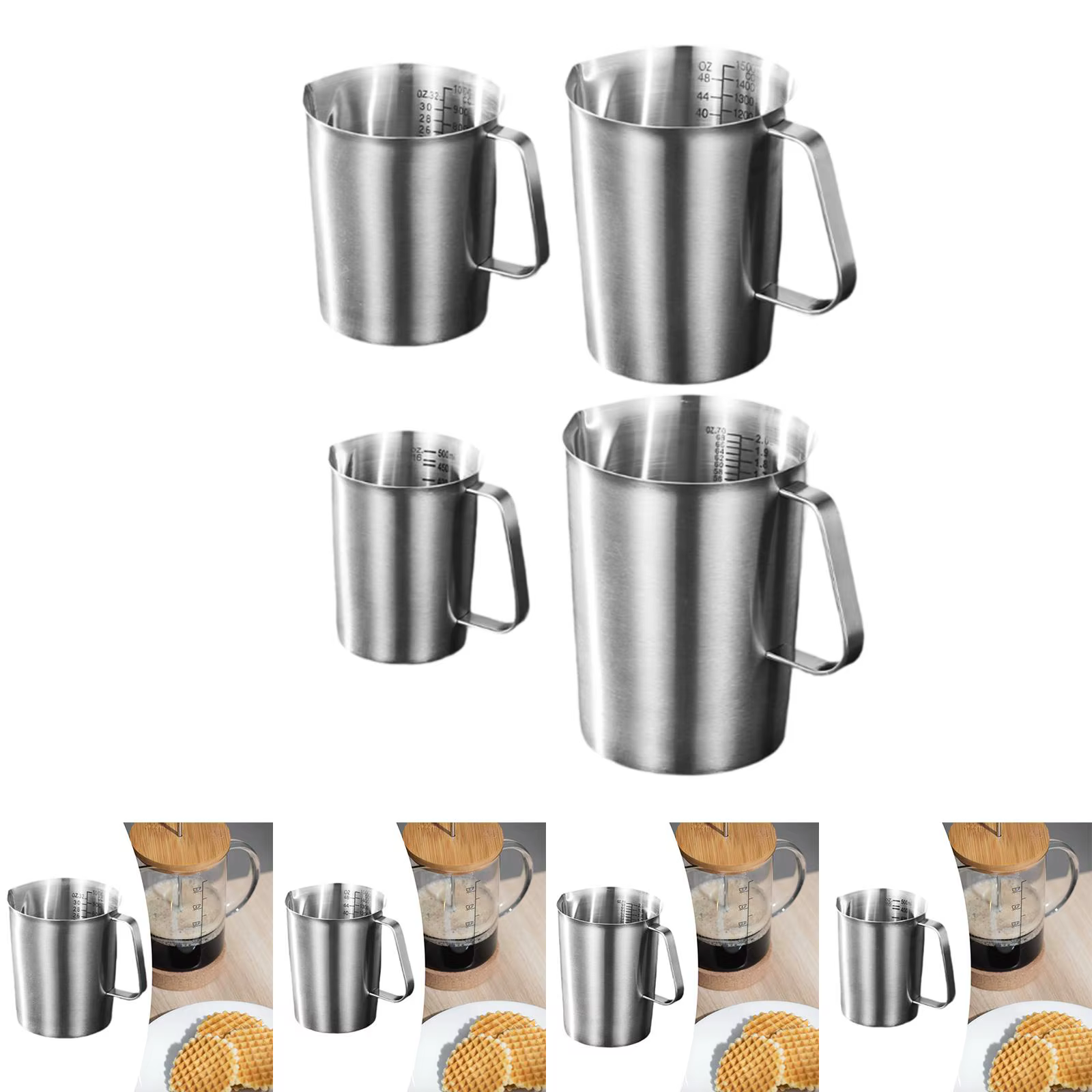 Mango ergonómico de la taza medidora de acero