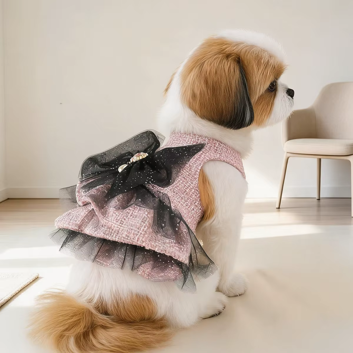 Abrigo de lana con lazo para perros pequeños y gatos - imagen 5