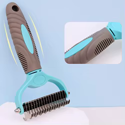Cepillo doble cara para perros, peine acero inox anti nudos