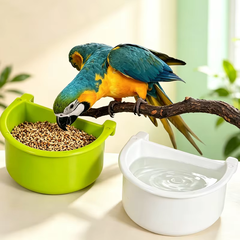 Comedero colgante para jaula de loros y pájaros – Tazón de plástico - imagen 4