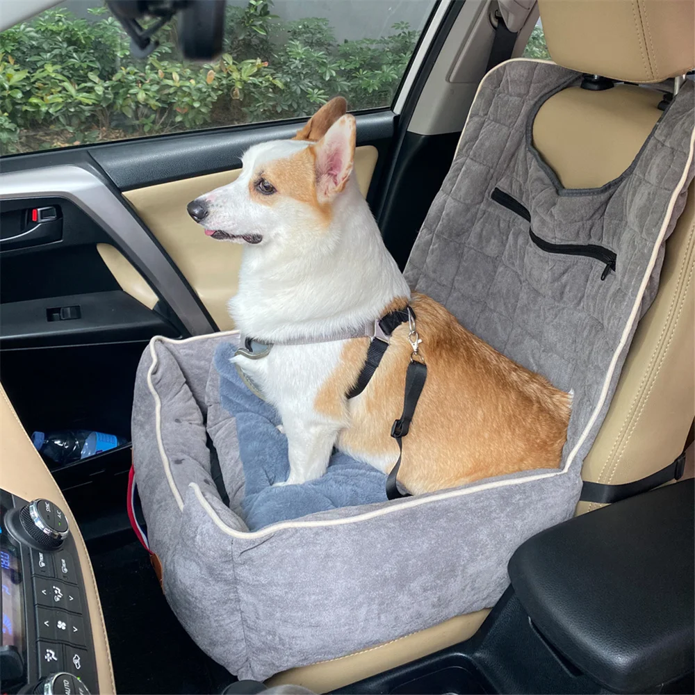 Asiento elevador coche para perros con cinturón – Impermeable - imagen 3