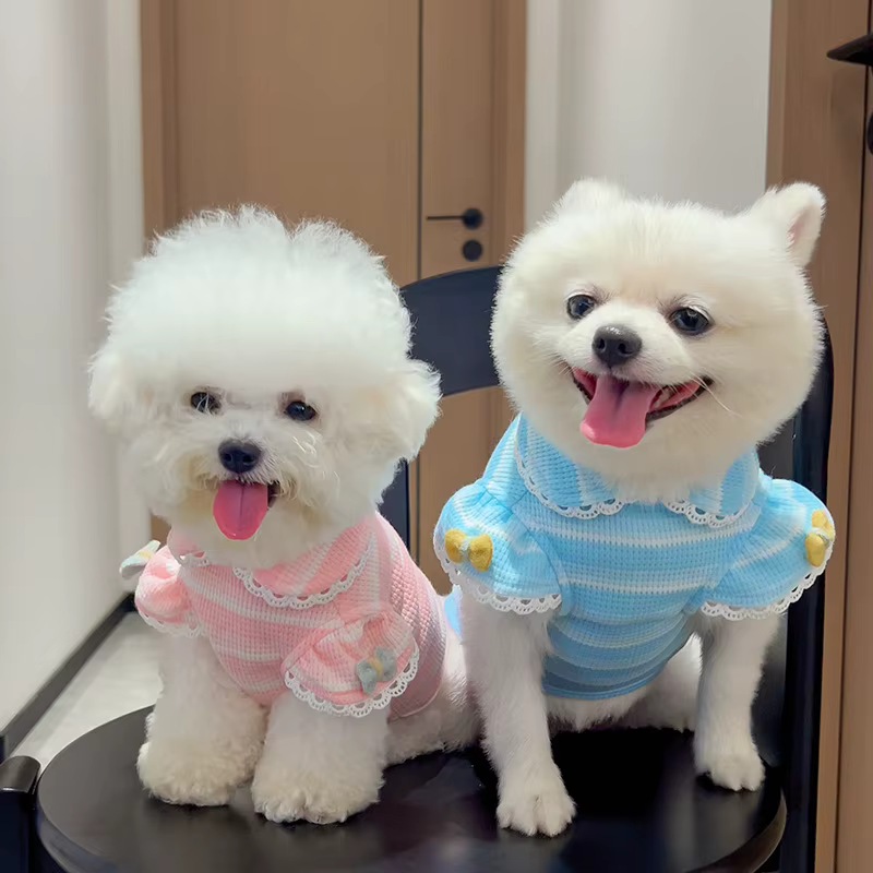 Camiseta de Verano a Rayas con Lazo para Perros Mini y Gatos - imagen 3