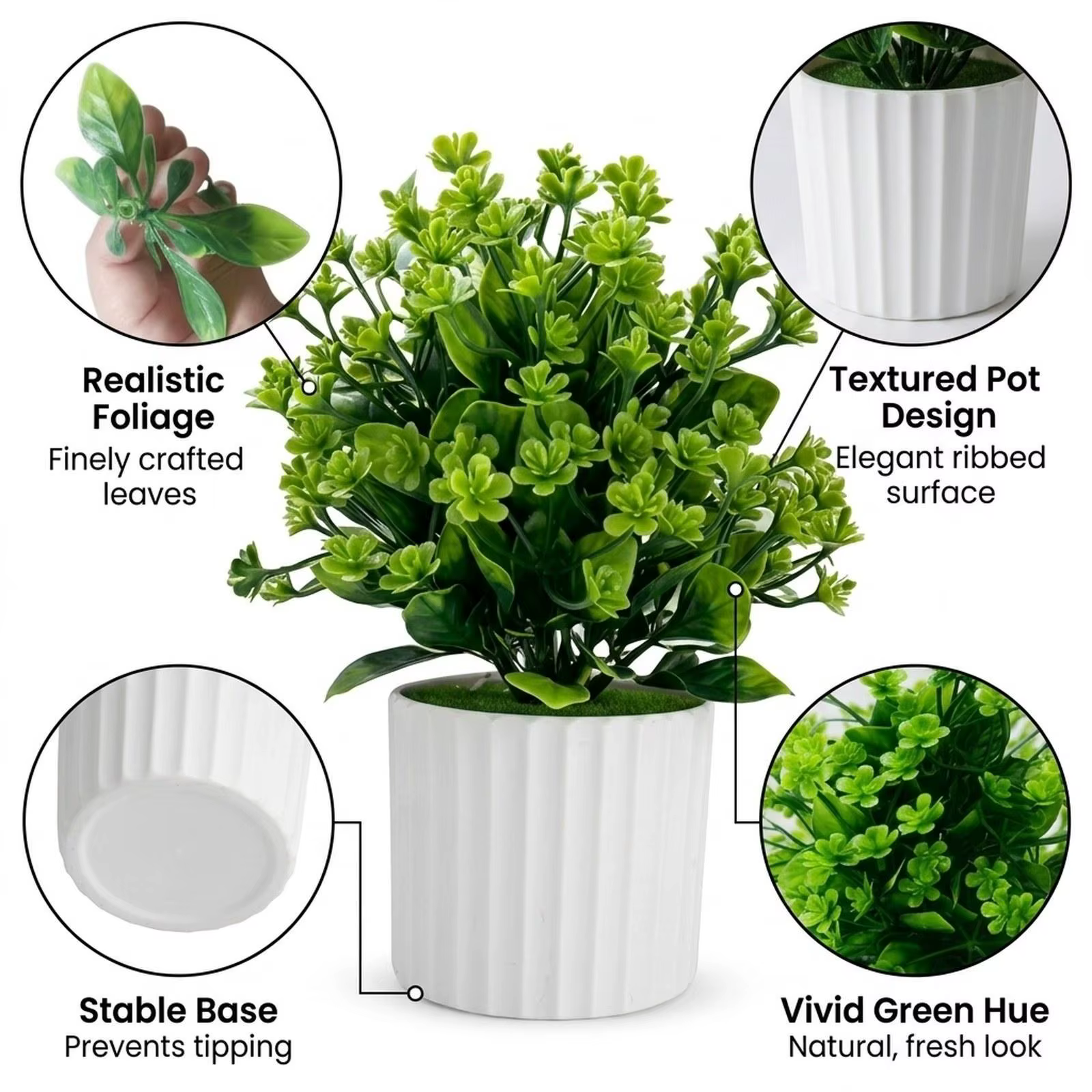 Planta artificial en maceta mini para decorar, segura gatos y perros - imagen 4