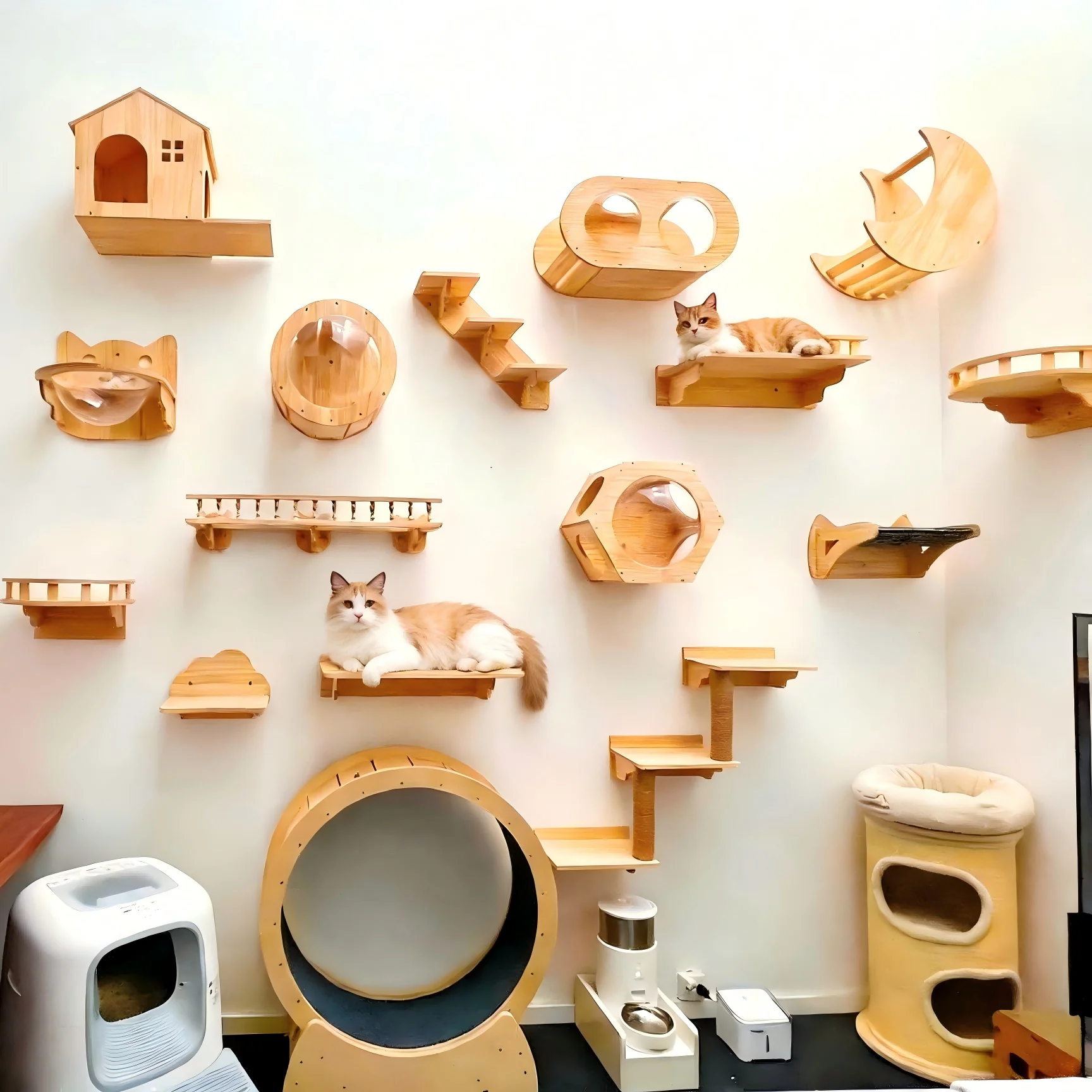 Montaje del estante en pared para gatos