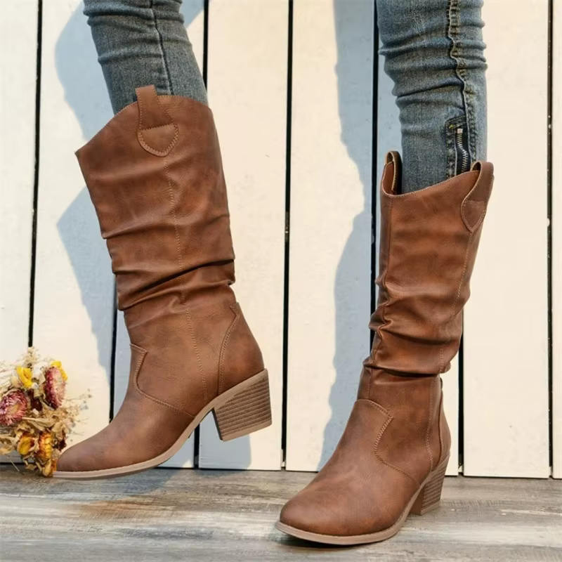 Botas altas de cuero para mujer con suela gruesa - imagen 3