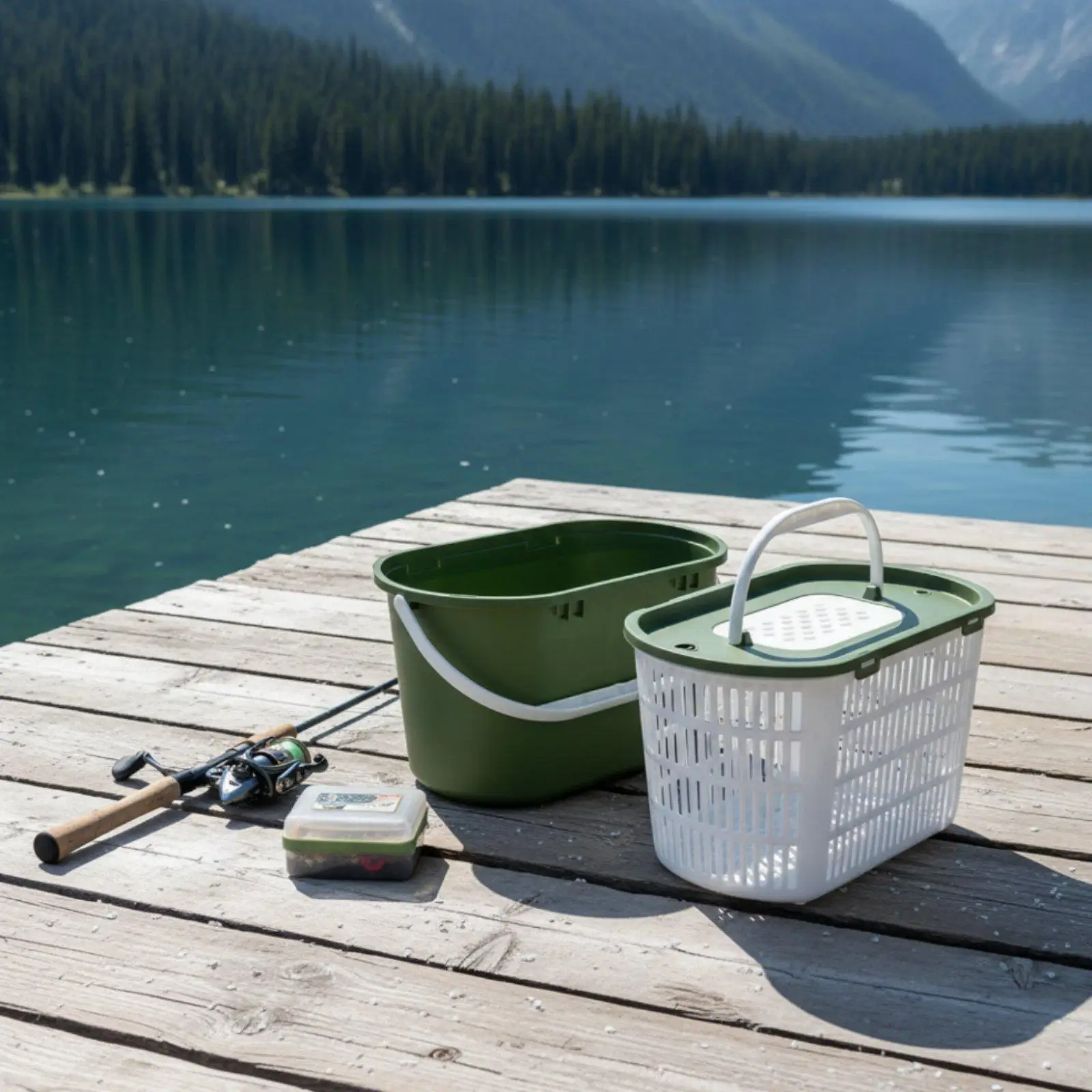 Cubo Plegable para Peces con Aireador – Portátil para Pesca, Arroyos y Estanques - imagen 2