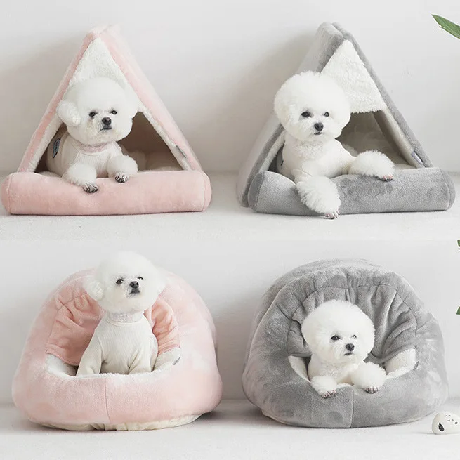 Detalle de la felpa suave de la cama para mascotas