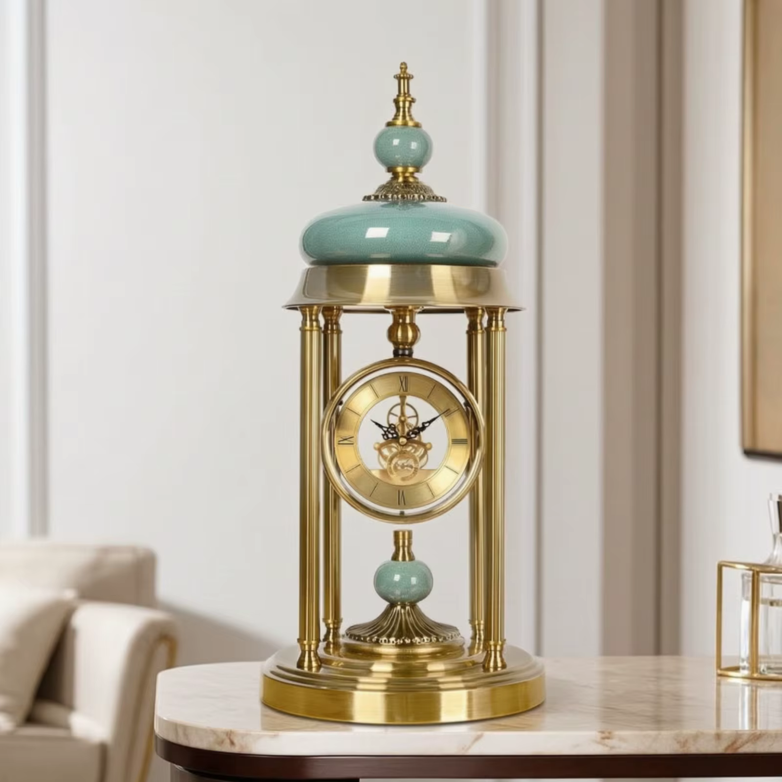 Reloj de Mesa de Cuarzo con Números Romanos – Estilo Europeo Antiguizado para Hogar - imagen 5